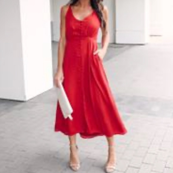 SALE *BUY2/GET1* Rust color button up Midi Vici dress - Picture 1 of 8